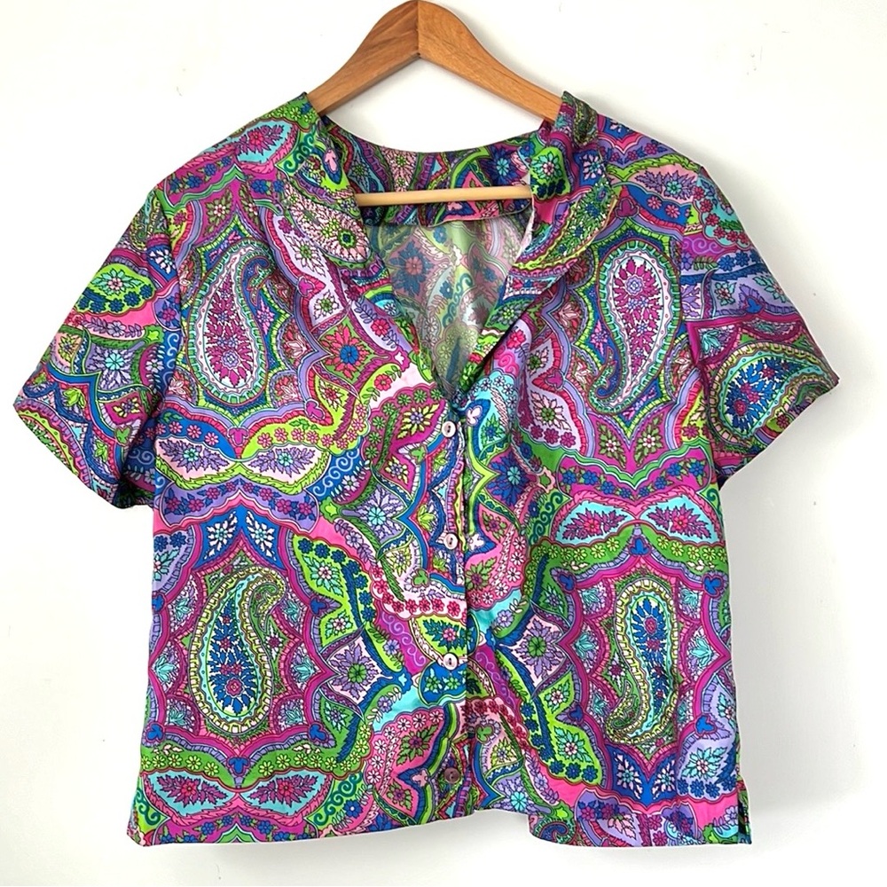 1960s vintage mod paisley top by Kay Silve